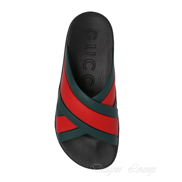SOLD! NEW GUCCI Women's Web Criss Cross Rubber Slides Sandals EU 39 / US 9 - Picture 7 of 13